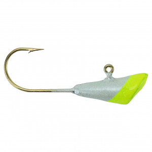 Image of Hawken Shad Dart Jig Head | Pearl White Base Chartreuse Tip; 1/32 oz.