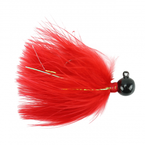 Image of Hawken Sy's UV Marabou Jig | Black Hd-Red; 1/8 oz.