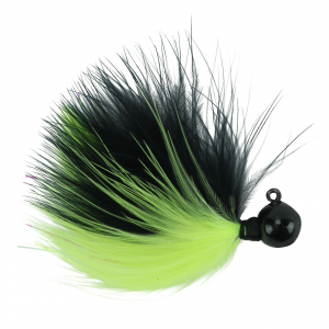 Image of Hawken Sy's UV Marabou Jig | Black Hd-Black-Chartreuse; 1/8 oz.