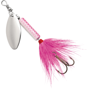 Image of Blue Fox Whip Tail Deep Runner Spinner | Pink White; 1/8 oz.