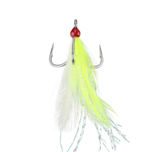 Image of Mustad AlphaPoint In-Line Triple Grip Feathered Hook | Chartreuse; 2