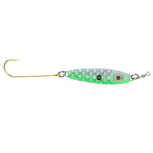Image of Bink's Minnow Spoon | White-Fluorescent Green Back; 1/8 oz.