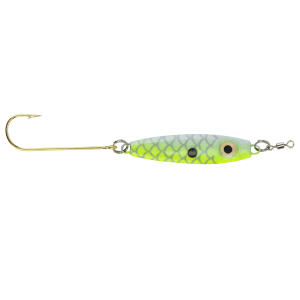 Image of Bink's Minnow Spoon | White-Chartreuse Back; 1/8 oz.