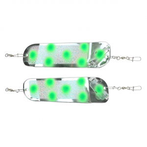 Image of Dreamweaver Flip Fin Paddles | Chrome UV Crush Green Dot; 8 in.