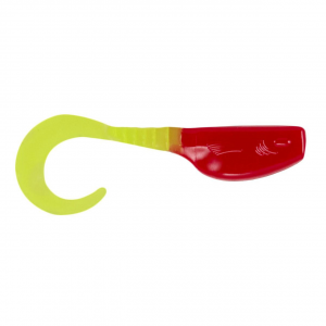 Image of Leland's Lures Slab Curly Soft Baits | Red-Chartreuse