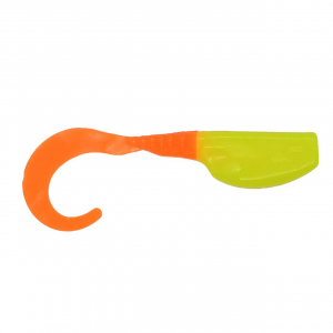 Image of Leland's Lures Slab Curly Soft Baits | Chartreuse-Orange