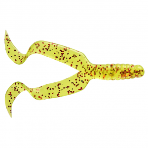 Image of Mister Twister Double Tail Grub | Chartreuse Red Flake; 4 in.