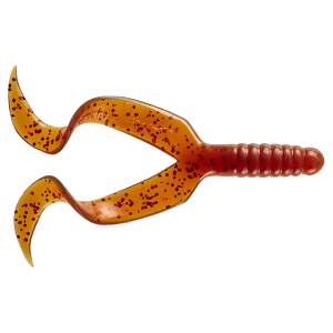 Image of Mister Twister Double Tail Grub | Motor Oil/Red Flake; 4 in.