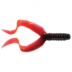 Image of Mister Twister Double Tail Grub | Black/Red; 4 in.