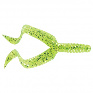 Image of Mister Twister Double Tail Grub | Chartreuse Silver Flake; 4 in.