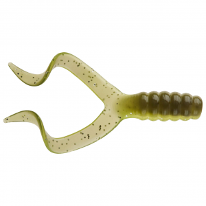 Image of Mister Twister Double Tail Grub | Black/Chartreuse Silver Flake; 2 in.