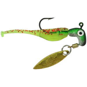 Image of Road Runner Trout Runner w/Itty Bit Swim'R | Chartreuse Red Glitter; 1/16 oz.
