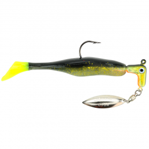 Image of Road Runner Awesome Walleye Runner | Black/Gold - Black/Gold Flake/Chartreuse Tail; 1/4 oz.