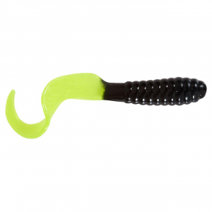 Image of Mister Twister Curly Tail Grubs | Black/Chartreuse Pearl; 4 in.