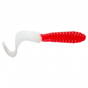 Image of Mister Twister Curly Tail Grubs | Opaque Red/White Tail; 3 in.