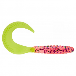 Image of Mister Twister Curly Tail Grubs | Cotton Candy/Chartreuse Tail; 3.5 in.