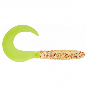 Image of Mister Twister Curly Tail Grubs | Clear RG Flake/Chartreuse Tail; 3.5 in.