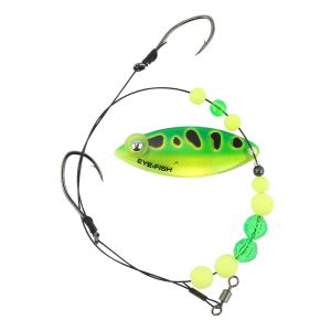 Image of Eye-Fish Premium Single Willow Blade Worm Harness | Green Frog - Copper Back