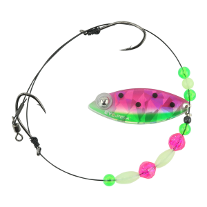 Image of Eye-Fish Premium Single Willow Blade Worm Harness | Watermelon Glow - Silver Back