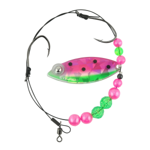 Image of Eye-Fish Premium Single Willow Blade Worm Harness | Watermelon - Silver Back