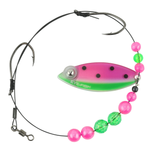Image of Eye-Fish Premium Single Willow Blade Worm Harness | Watermelon - Copper Back
