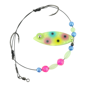 Image of Eye-Fish Premium Single Willow Blade Worm Harness | Wonderbread Glow - Silver Back