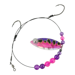 Image of Eye-Fish Premium Single Willow Blade Worm Harness | Pink Frog - Silver Back