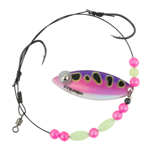 Image of Eye-Fish Premium Single Willow Blade Worm Harness | Pink Frog Glow - Copper Back