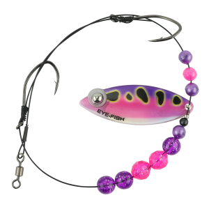 Image of Eye-Fish Premium Single Willow Blade Worm Harness | Pink Frog - Copper Back