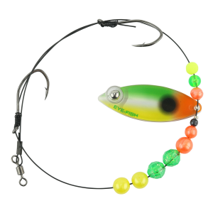 Image of Eye-Fish Premium Single Willow Blade Worm Harness | Mixed Veggie - Copper Back