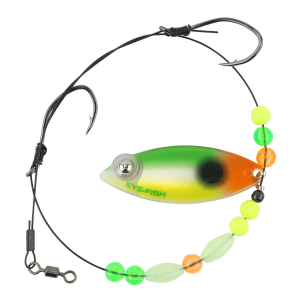 Image of Eye-Fish Premium Single Willow Blade Worm Harness | Mixed Veggie Glow - Copper Back