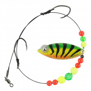 Image of Eye-Fish Premium Single Willow Blade Worm Harness | Fire Tiger - Silver Back