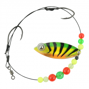 Image of Eye-Fish Premium Single Willow Blade Worm Harness | Fire Tiger Glow - Copper Back