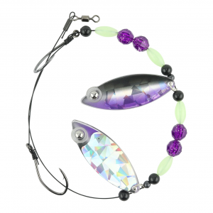 Image of Eye-Fish Premium Double Willow Blade Worm Harness | Iris Glow - Silver Back