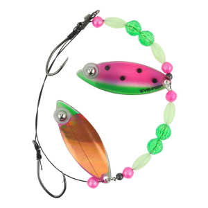 Image of Eye-Fish Premium Double Willow Blade Worm Harness | Watermelon Glow - Copper Back