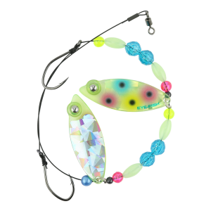 Image of Eye-Fish Premium Double Willow Blade Worm Harness | Wonderbread Glow - Silver Back