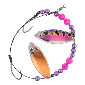 Image of Eye-Fish Premium Double Willow Blade Worm Harness | Pink Frog - Copper Back