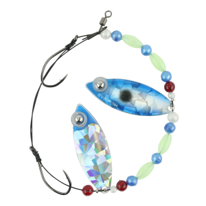 Image of Eye-Fish Premium Double Willow Blade Worm Harness | Blue Shad Glow - Silver Back