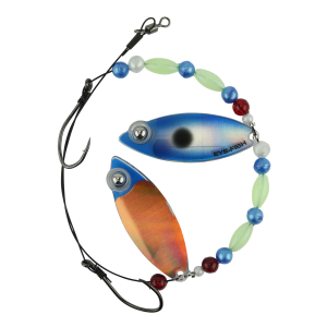 Image of Eye-Fish Premium Double Willow Blade Worm Harness | Blue Shad Glow - Copper Back