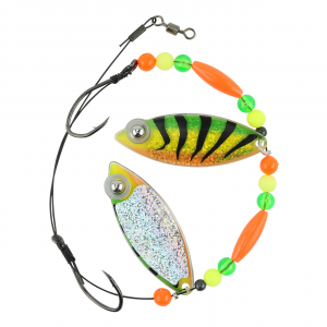 Image of Eye-Fish Premium Double Willow Blade Worm Harness | Fire Tiger - Silver Back