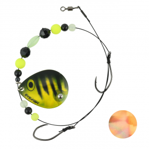 Image of Eye-Fish Premium Single Colorado Blade Worm Harness | Bee Glow - Copper Back