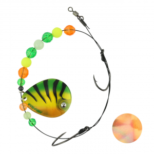 Image of Eye-Fish Premium Single Colorado Blade Worm Harness | Fire Tiger Glow - Copper Back