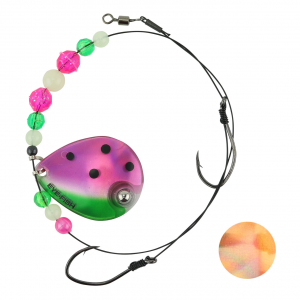 Image of Eye-Fish Premium Single Colorado Blade Worm Harness | Watermelon Glow - Copper Back