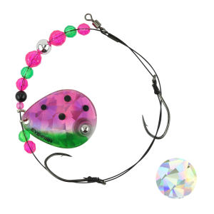 Image of Eye-Fish Premium Single Colorado Blade Worm Harness | Watermelon - Silver Back