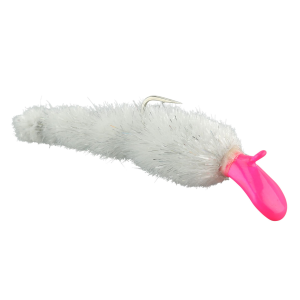 Image of Kenders Tungsten Big Juicy Leech | Pink - White; 1/8 oz.