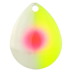 Image of Character Lures Premium Colorado Blades | Chrome/Chartreuse 50/50 Red Dot; 4