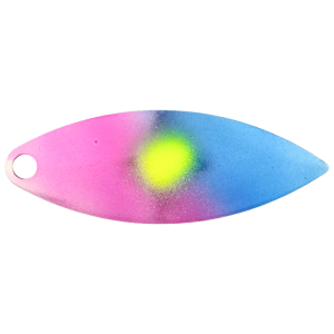 Image of Character Lures Premium Willow Blades | Pink/Blue 50/50 Chartreuse Dot; 4