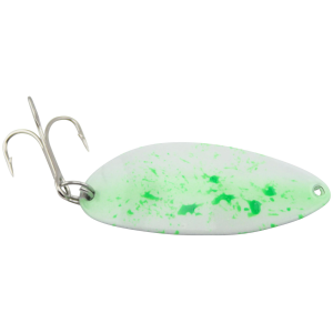 Image of ACME Tackle Custom Painted Little Cleo Spoon | Glow Green Splatter; 3/4 oz.