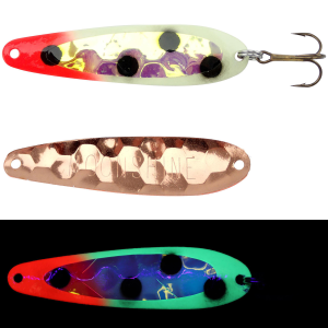 Image of Moonshine Lures RV Walleye Spoon | Glow Bloody Nose; 3 in.
