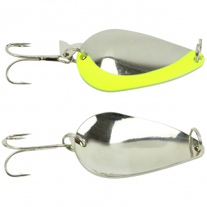 Image of ACME Tackle K.O. Wobbler Spoon | Nickel/Chartreuse Stripe; 3/4 oz.